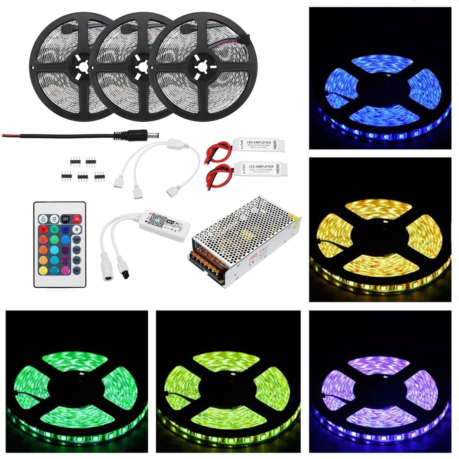 15M 72W SMD2835 Smart WiFi LED Strip Light Kit, Alexa Compatible, AC110-240V, Non-Waterproof, Christmas Decorations Clearance