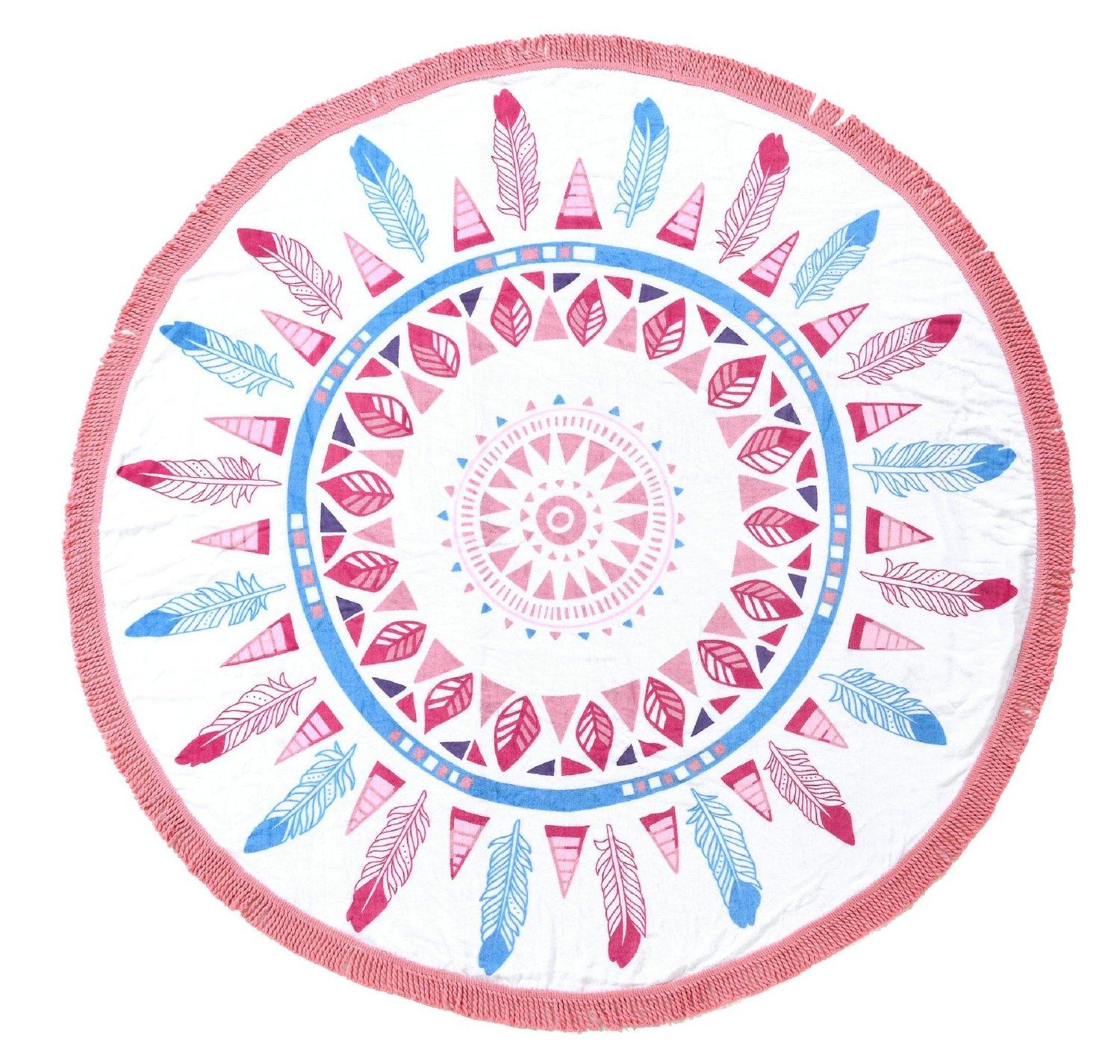 150cm European Style Round Beach Yoga Towel, Thin Polyester Fiber Tapestry, Bed Sheet, Tablecloth