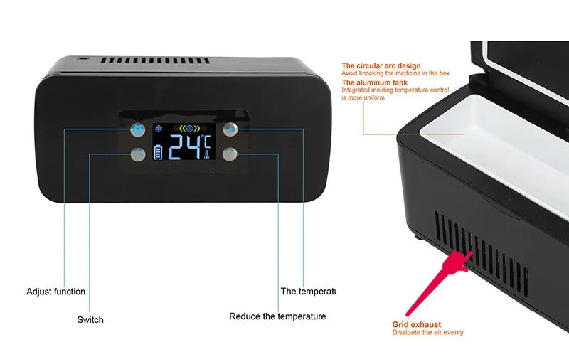Portable Insulin Cooler Box | Travel Medicine Refrigerator | LCD Display for Diabetes & Serums