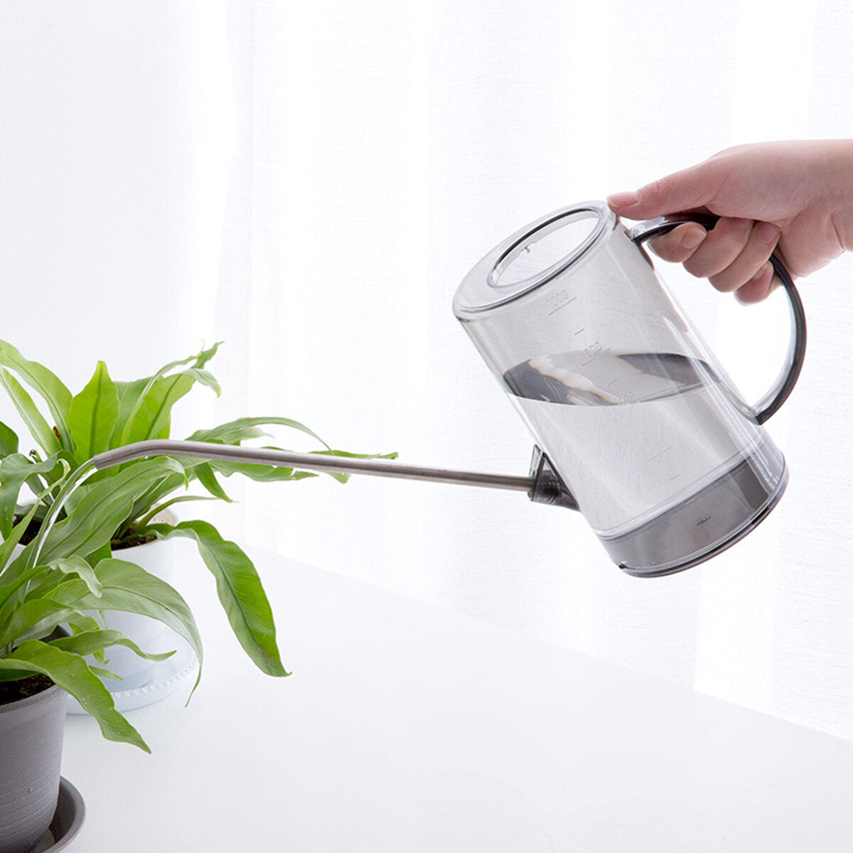 1L Long Mouth Watering Pot with Stainless Steel Tube - Garden Spout Plant Tool