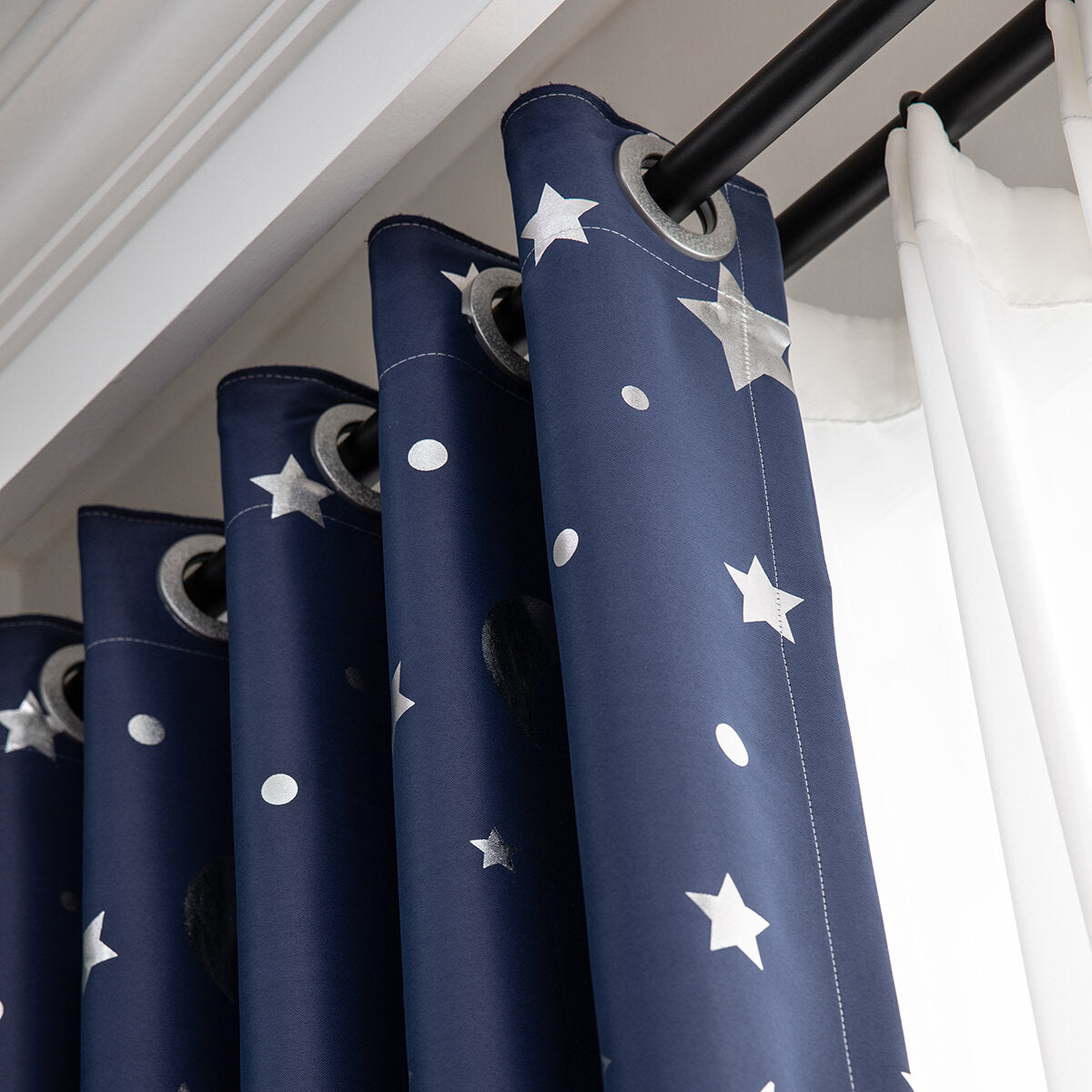 Polyester Moon Star Kids Bedroom Curtains - Window/Door Curtains for Living Room Home Decor