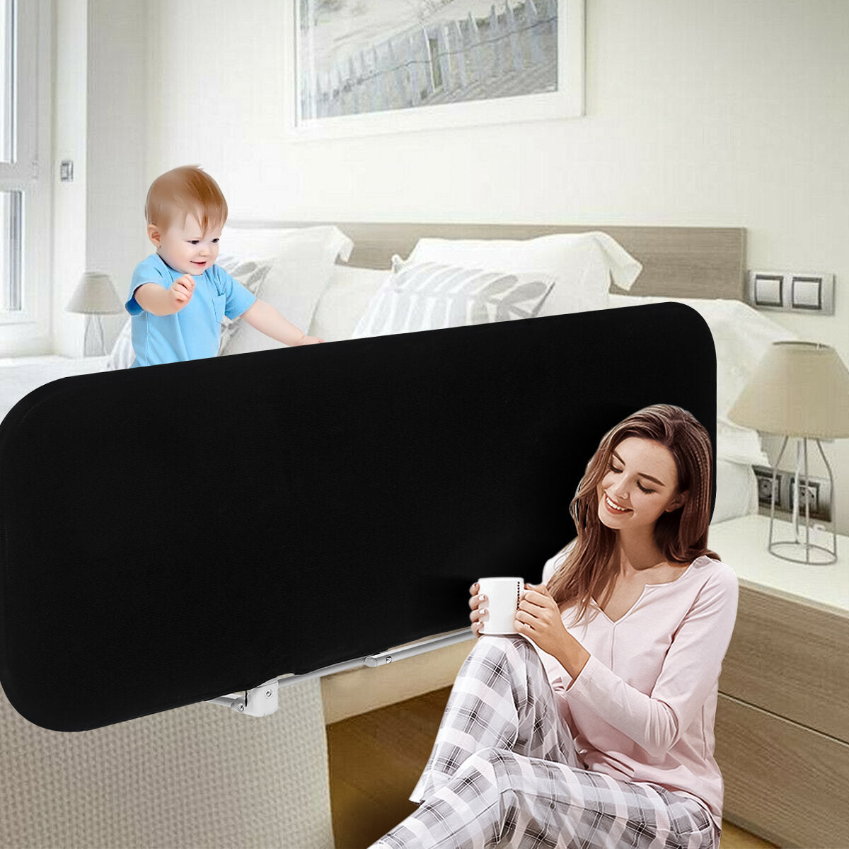 Portable Adjustable Bed Guardrail for Elderly, Children, and Adults - Safety Hand Rails and Security Fence