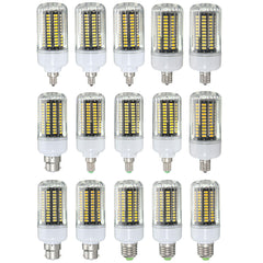 E27 E14 E12E E17 B22 15W 130 SMD 5736 LED Corn Bulb Pure/Warm White Cover AC85-265V