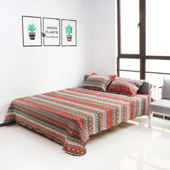 3-Piece 230x250cm Cotton Bed Cover Set with 50x70cm Pillow Cases - Washable, Plain Weave, Printed for Room Decor