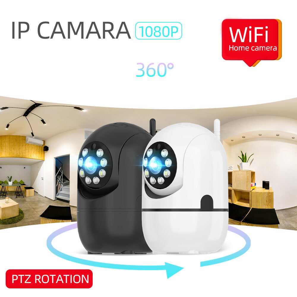 1080P Indoor PTZ WiFi IP Camera with Two-Way Audio, Cloud Storage, Night Vision, Waterproof, Dual Light Source, Baby Monitor