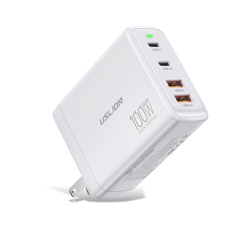 100W GaN 4-Port USB PD Fast Charger, Compatible with iPhone, Samsung, Huawei