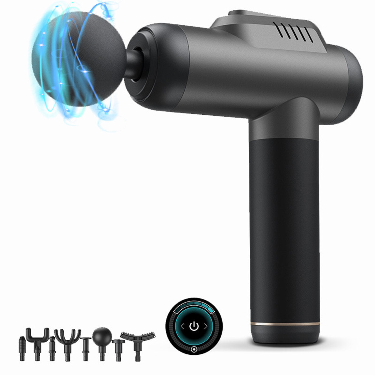 Deep Tissue Percussion Massage Gun - 6 Gear Adjustable, Type-C Rechargeable, Power Display, 8 Heads Included