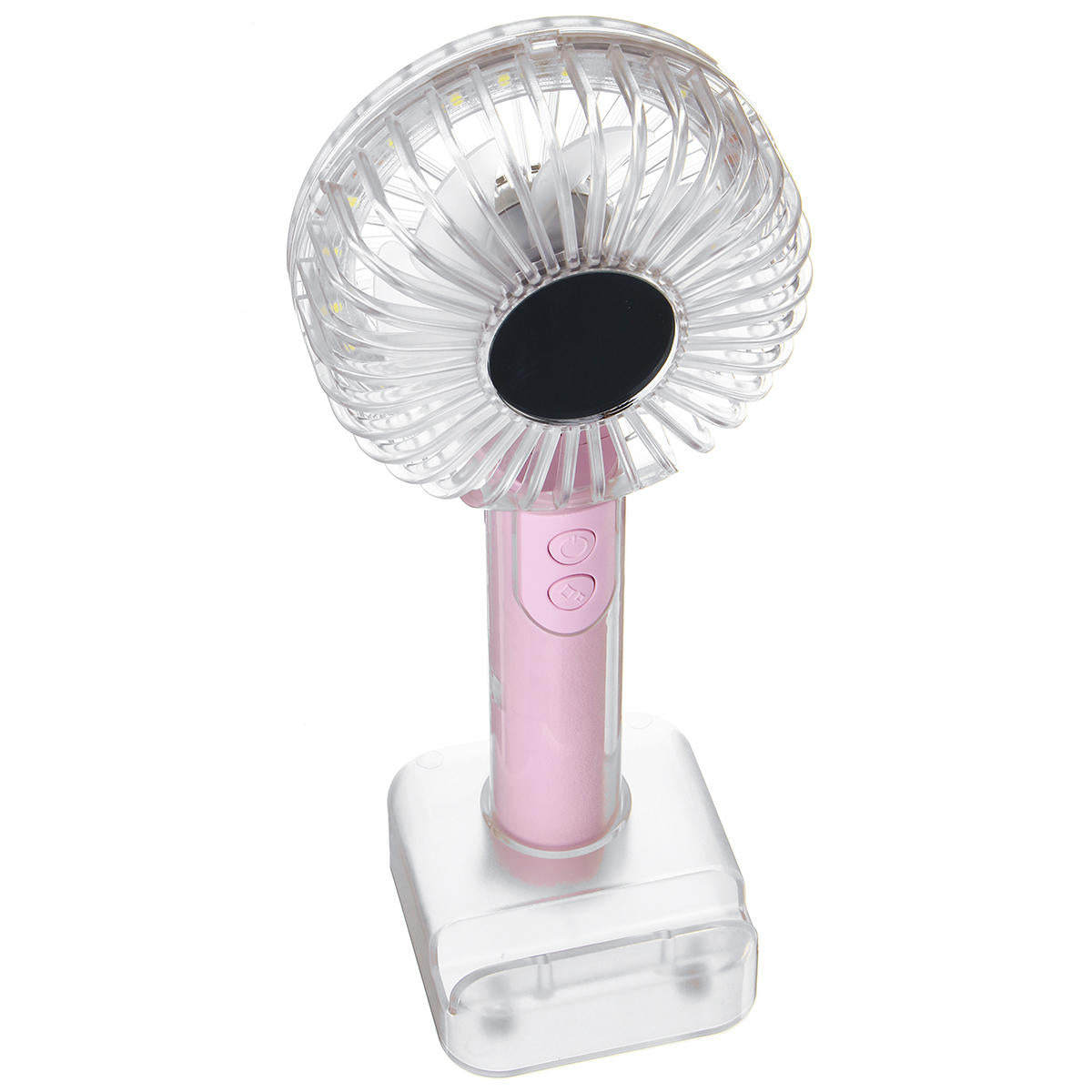 2-in-1 USB Rechargeable Mini Handheld Fan with Mirror and Light - Portable Desk and Personal Cooling Fan