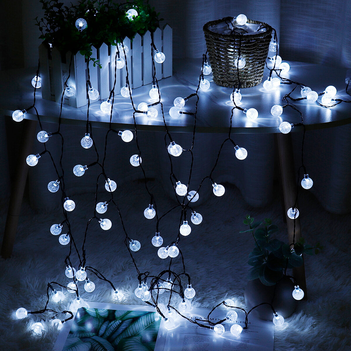 9.5m USB & Solar Powered 50 LED String Lights - Outdoor Garden, Path, Yard Waterproof Decor Lamp