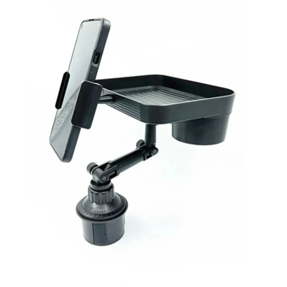 2-in-1 Car Food Tray Table with Detachable Cup Holder & 360 Degree Rotation for Drinks & Phone