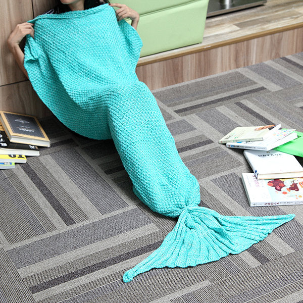Aus Garn gestrickte Meerjungfrauenschwanz-Decken – warme, weiche Fasern für Zuhause, das Büro, als Schlafsack oder Bettunterlage