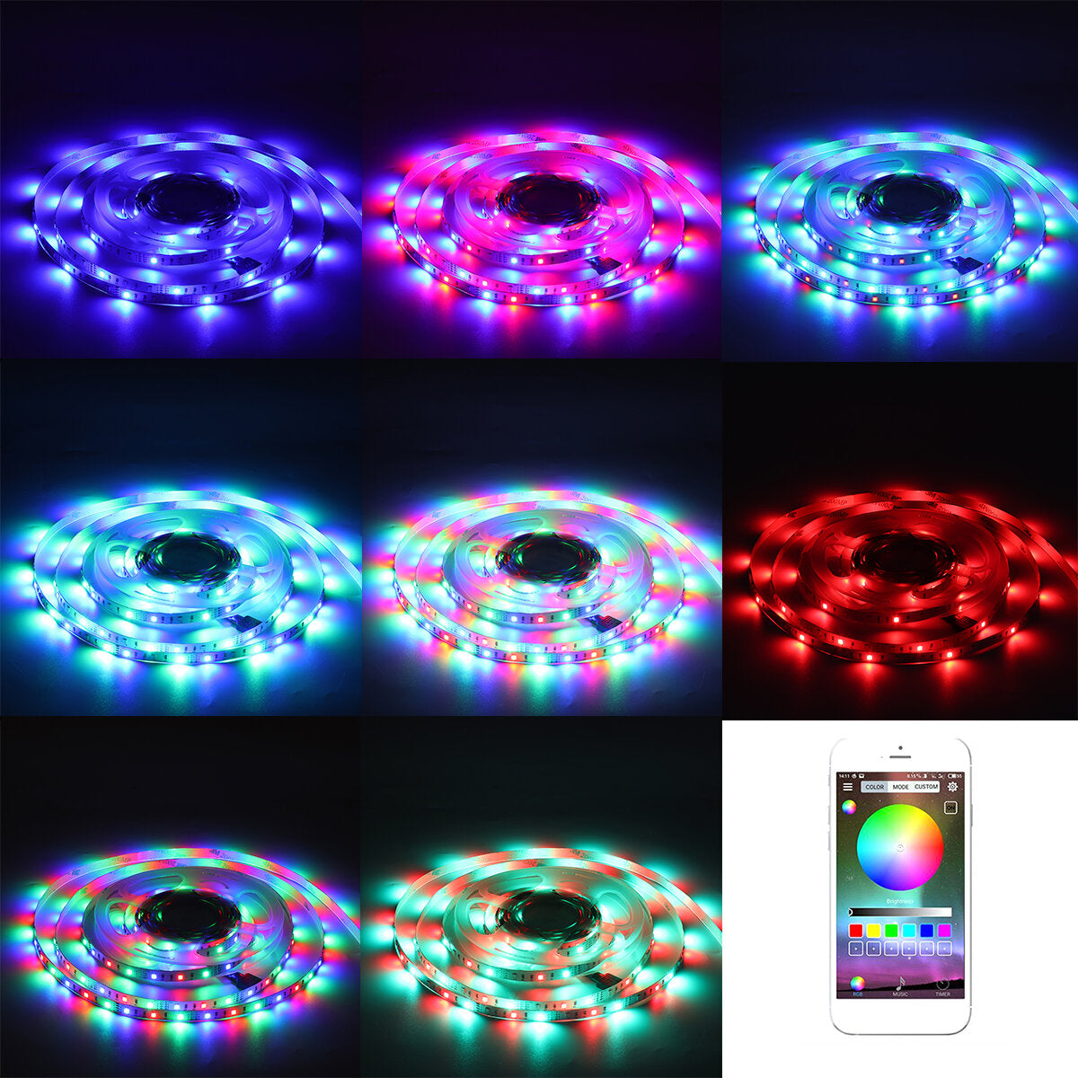 1-5M RGB LED Strip Lights, APP Control, IP65 Waterproof, TV Backlight, USB Powered