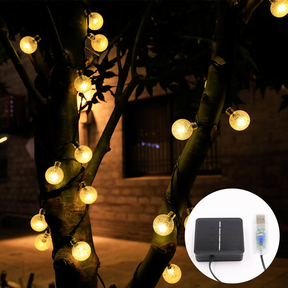9.5m USB & Solar Powered 50 LED String Lights - Outdoor Garden, Path, Yard Waterproof Decor Lamp