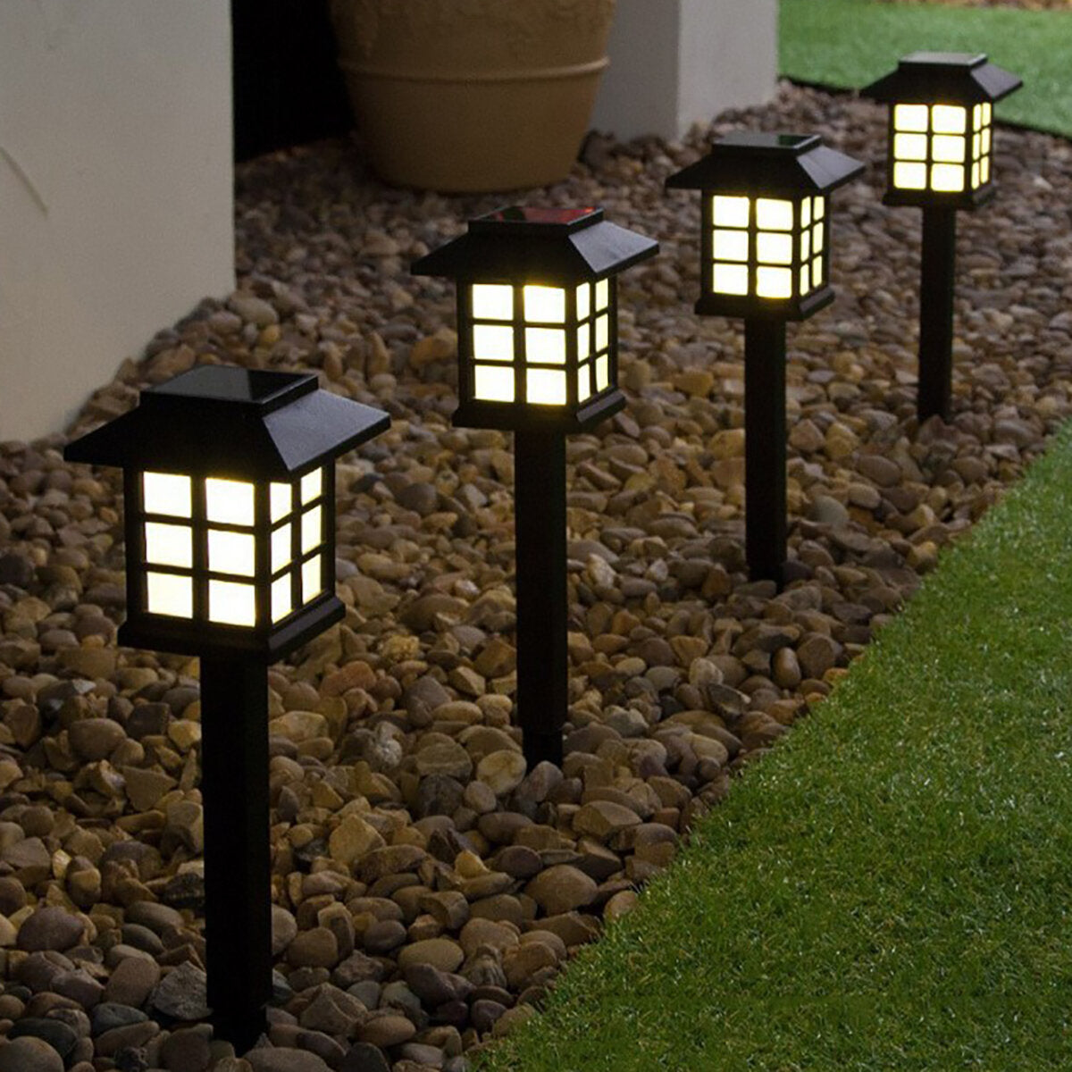 2 Pack Solar LED Lawn Lights - Outdoor Pathway, Yard, Garden, Walkway Landscape Lamps