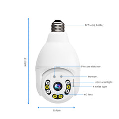 8 LED WiFi E27 Bulb Dome Camera PTZ AP Hotspot Dual Light Night Vision with Base & Remote Control