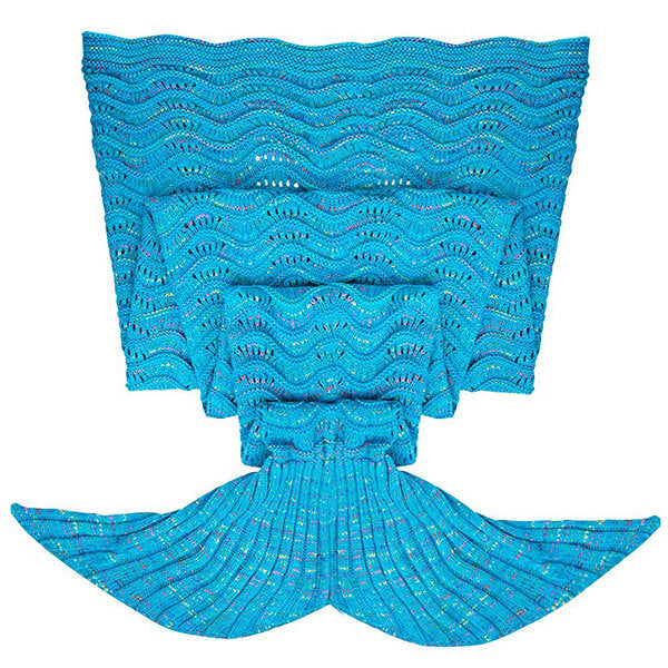 Wave Yarn Strickdecke mit Meerjungfrauenschwanz, 180 x 90 cm, Geburtstagsgeschenk, Bettunterlage, Schlafsack