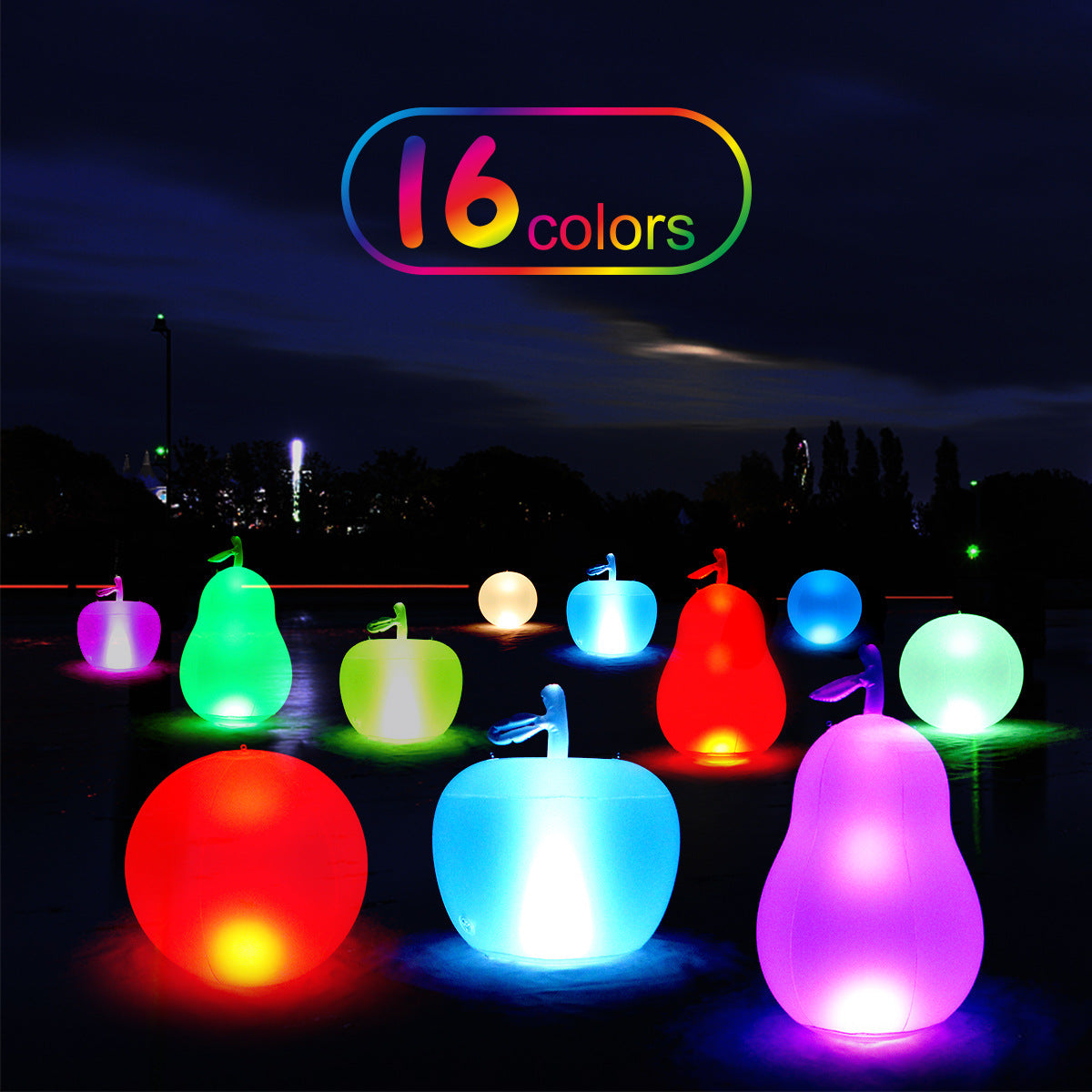 16 Color LED Inflatable Ball/Avocado/Apple Shape Landscape Light - Remote Control, Waterproof, Floating Pool Lamp