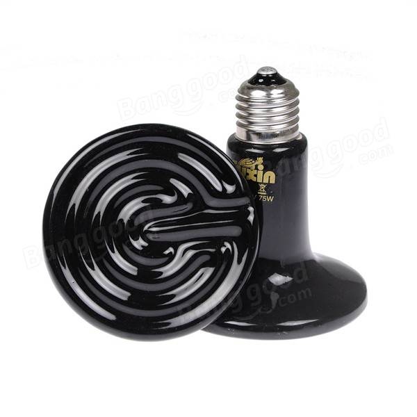 110V Black Infrared Ceramic Heat Emitter Lamp Bulb - 25W/50W/75W/100W for Reptile Pet Brooder