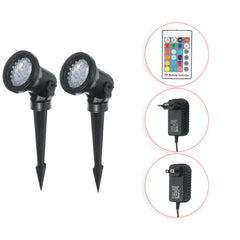 2 Pack Waterproof 6W LED Lawn Lights - RGB Multicolor Garden Pathway Lights with Remote Control