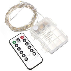 10M 100 LED Battery Operated Silver Wire Fairy Lights with Remote - Christmas Decor