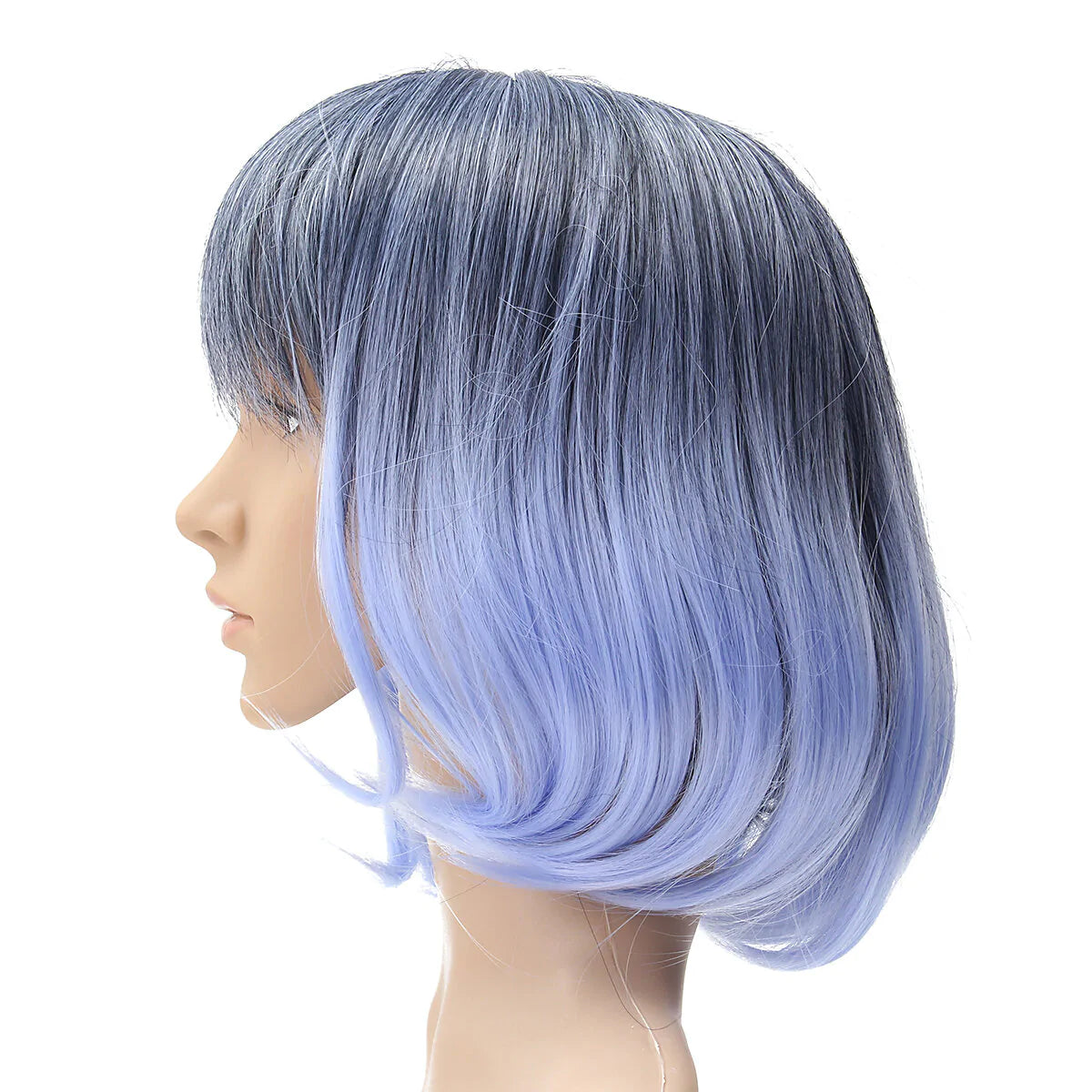 35-40cm Blue Gradient Short Curly Cosplay Wig for Women - Anime Natural Role Play Capless