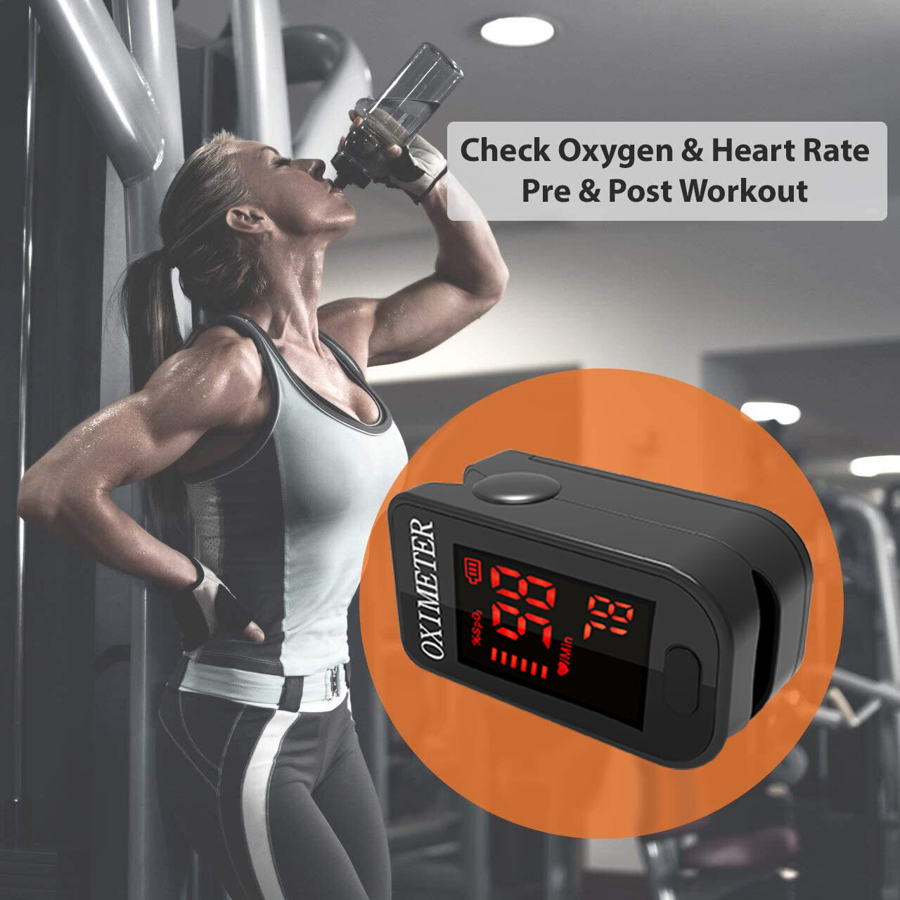 Black LED Finger Pulse Oximeter - Heart Rate & Blood Oxygen Monitor, SPO2 for Home Use