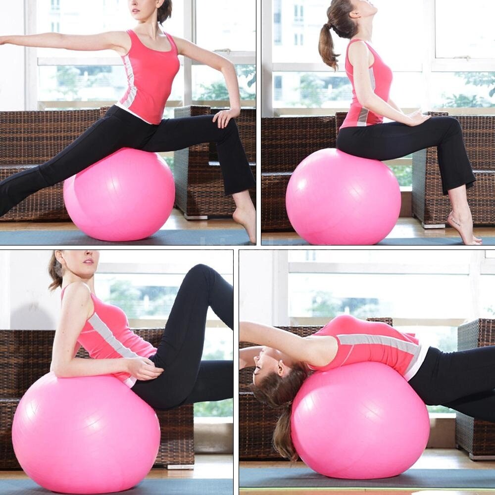 330lb Max Load Yoga Ball with Air Pump for Home Gym, Workouts, Pilates, and Fitness Training