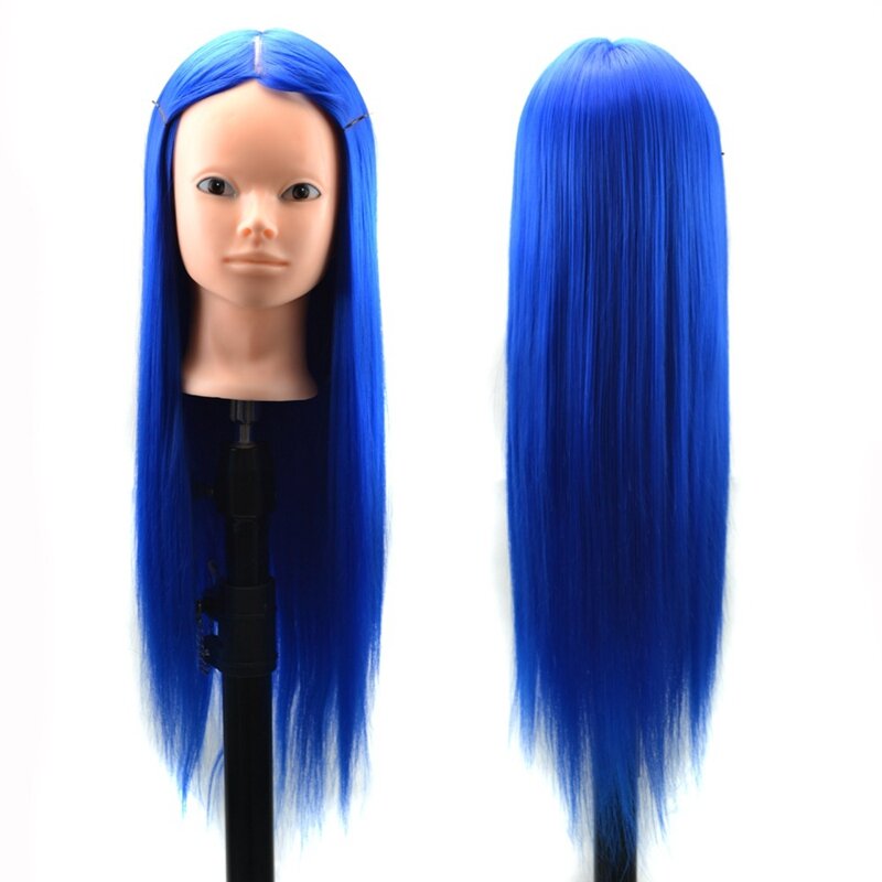 High-Temperature Fiber Hair Training Mannequin Head with Clamp for Salon Braiding Practice