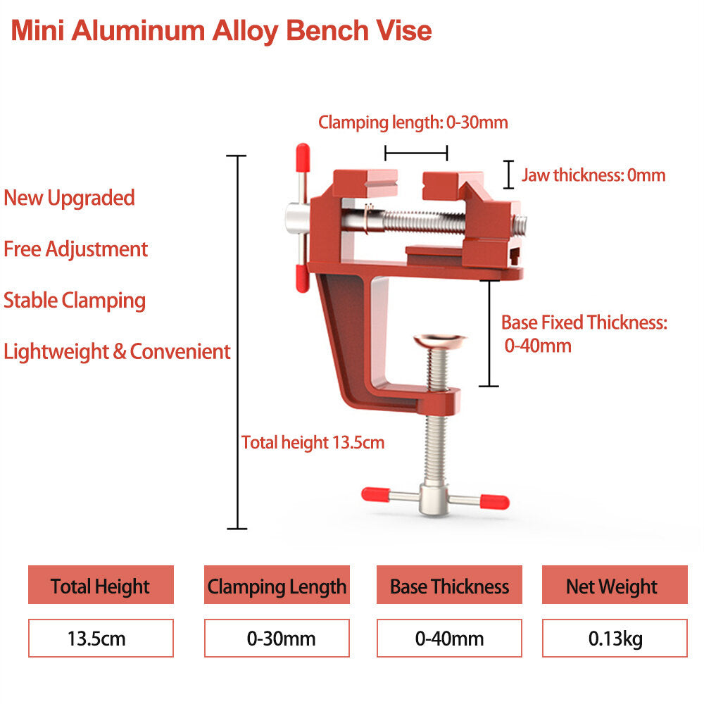 Mini-Schraubstock aus Aluminium für Holzbearbeitung, Metallbearbeitung, Schneiden und Bohren – 1 Stück