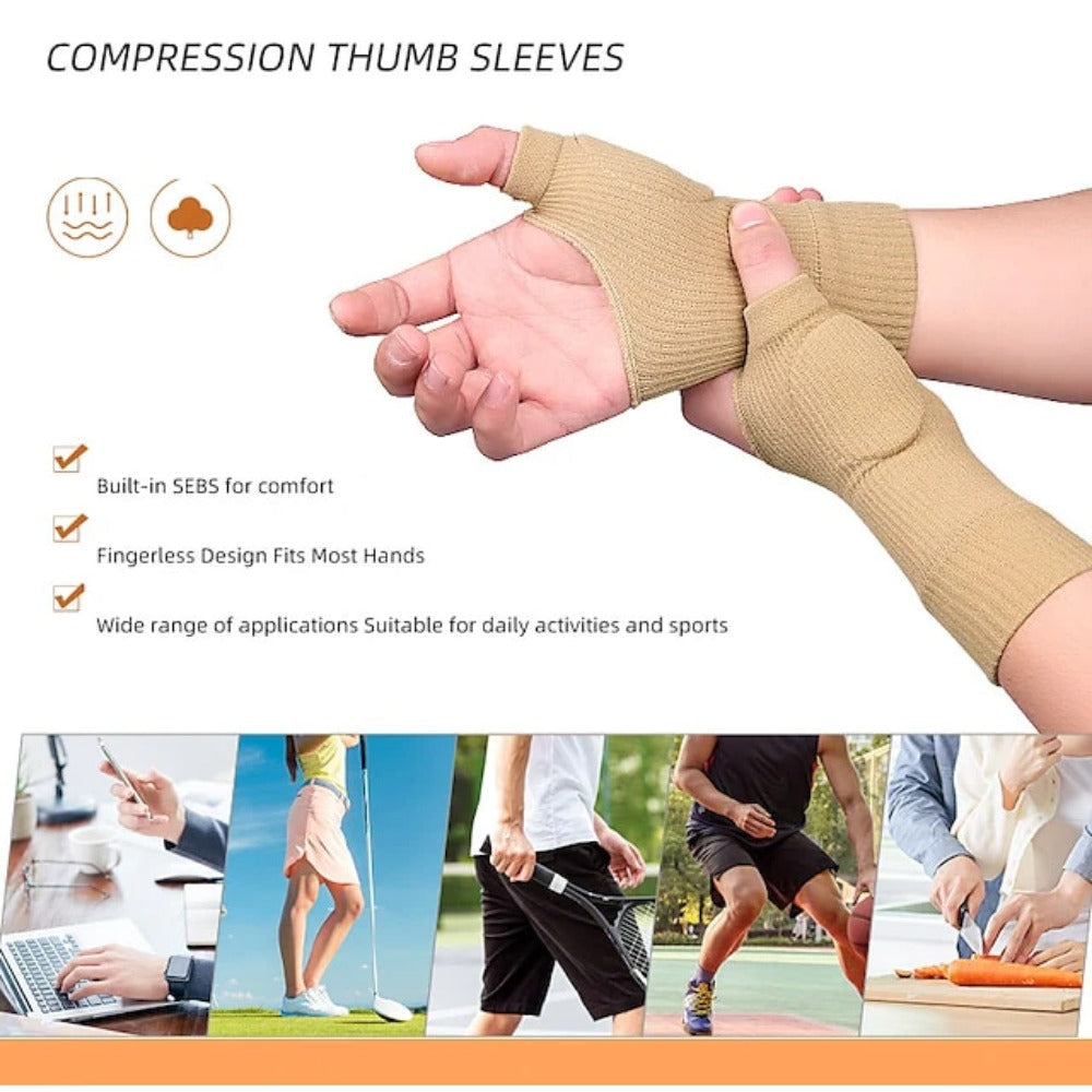 Unisex Compression Wrist Support Gloves for Arthritis & Sports - Fingerless Thumb Sleeve Brace