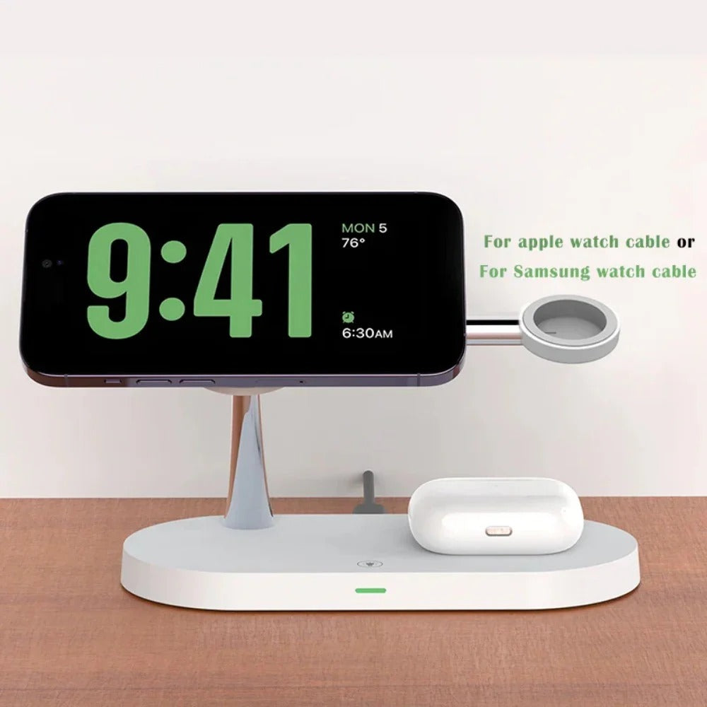 3-in-1 Wireless Charger Stand for iPhone 15/14/13/12 Pro, Samsung, and Apple Watch