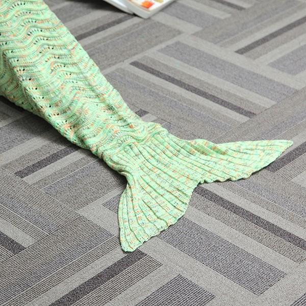 Wave Yarn Strickdecke mit Meerjungfrauenschwanz, 180 x 90 cm, Geburtstagsgeschenk, Bettunterlage, Schlafsack