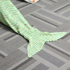 Wave Yarn Strickdecke mit Meerjungfrauenschwanz, 180 x 90 cm, Geburtstagsgeschenk, Bettunterlage, Schlafsack
