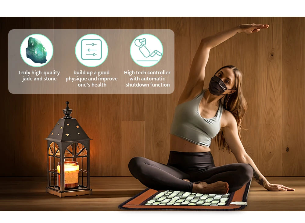 Luxury Jade & Tourmaline Heat Mat | Deep Infrared for Joint Pain, Sleep & Detox