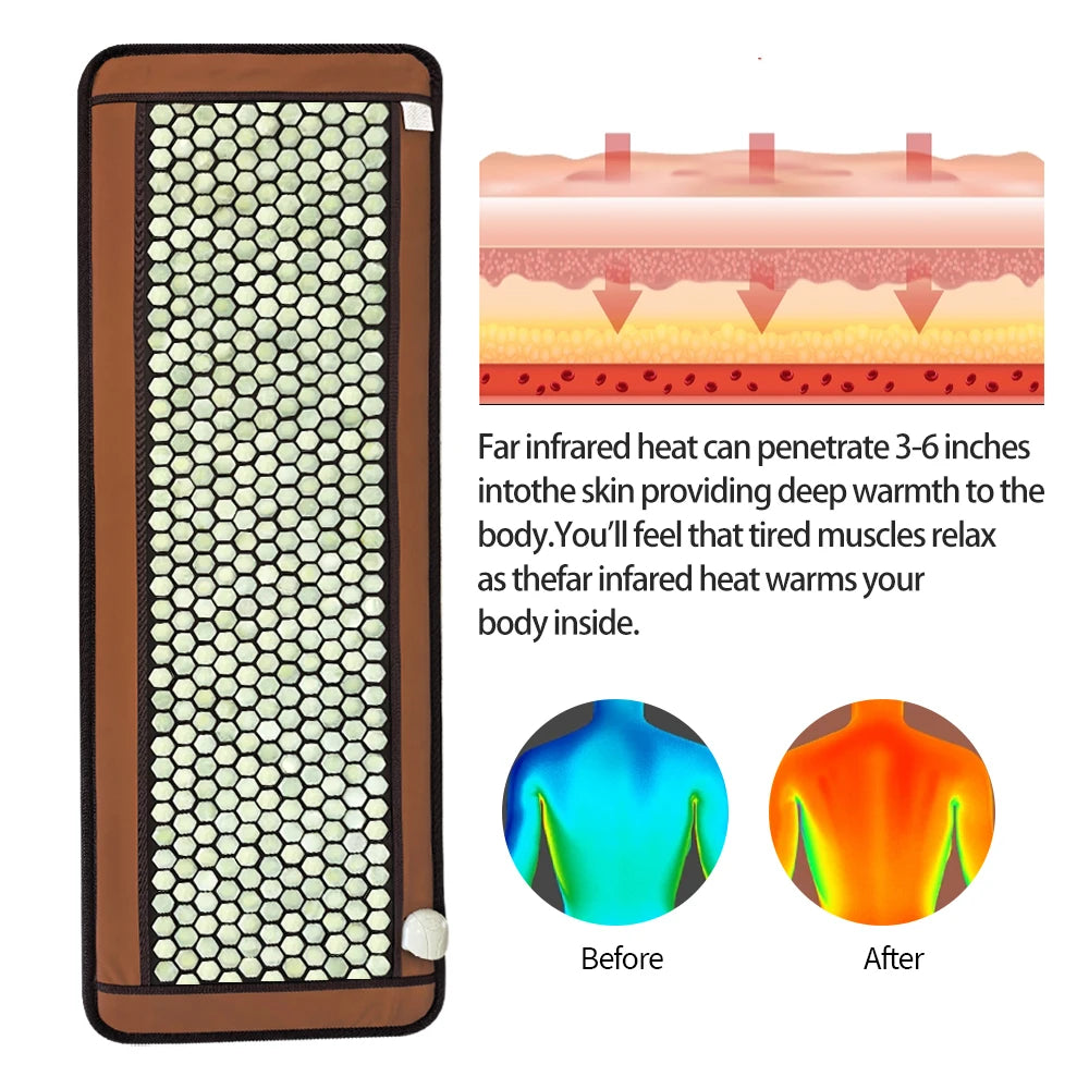 Luxury Jade & Tourmaline Heat Mat | Deep Infrared for Joint Pain, Sleep & Detox