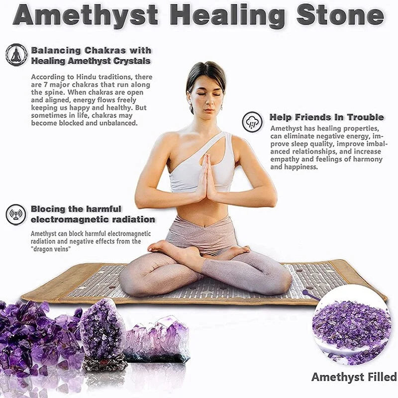 Electric Heated Jade Germanium Stone Mat - Far Infrared Photon Therapy for Pain Relief & Wellness