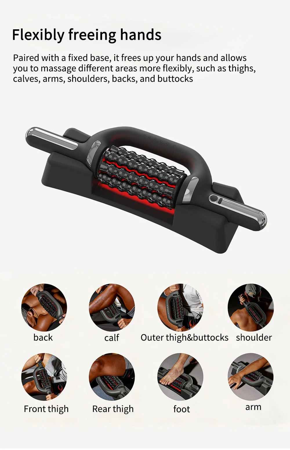 Electric Roller Massage Impactor 50x15cm | Red Light Therapy 660nm | 6-Speed Deep Muscle | TypeC Rechargeable 4000mAh | Full Body Massager