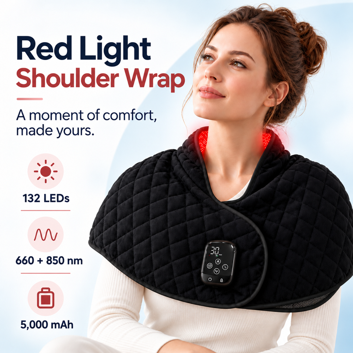 7HW MantleHug Cordless Red Light Cape for Stiff Neck & Shoulders