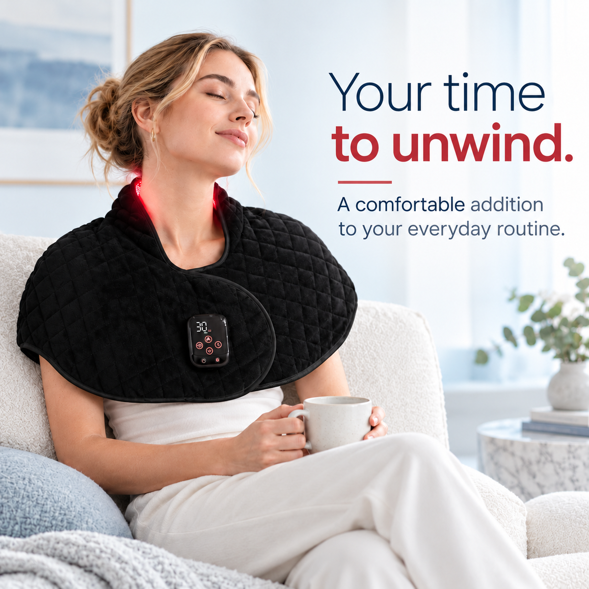 7HW MantleHug Cordless Red Light Cape for Stiff Neck & Shoulders