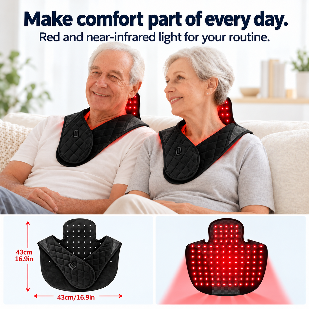 7HW MantleFlex Red Light Wrap for Stiff Neck, Shoulders & Back