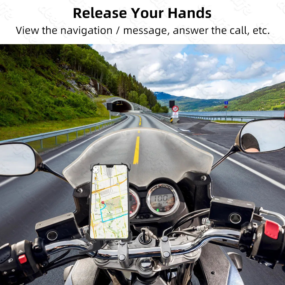 Motorcycle & Bicycle Phone Holder with USB & Wireless Charging