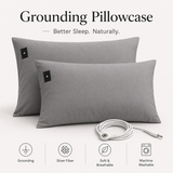 7HealthWell | EarthSc™ Grounding Pillowcase (Gray/White) - For Restful Sleep & Everyday Calm