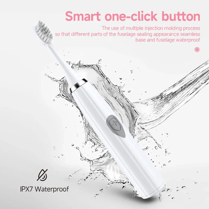 Couple's Electric Toothbrush Set - IPX6 Waterproof, Soft Bristles, Battery Powered