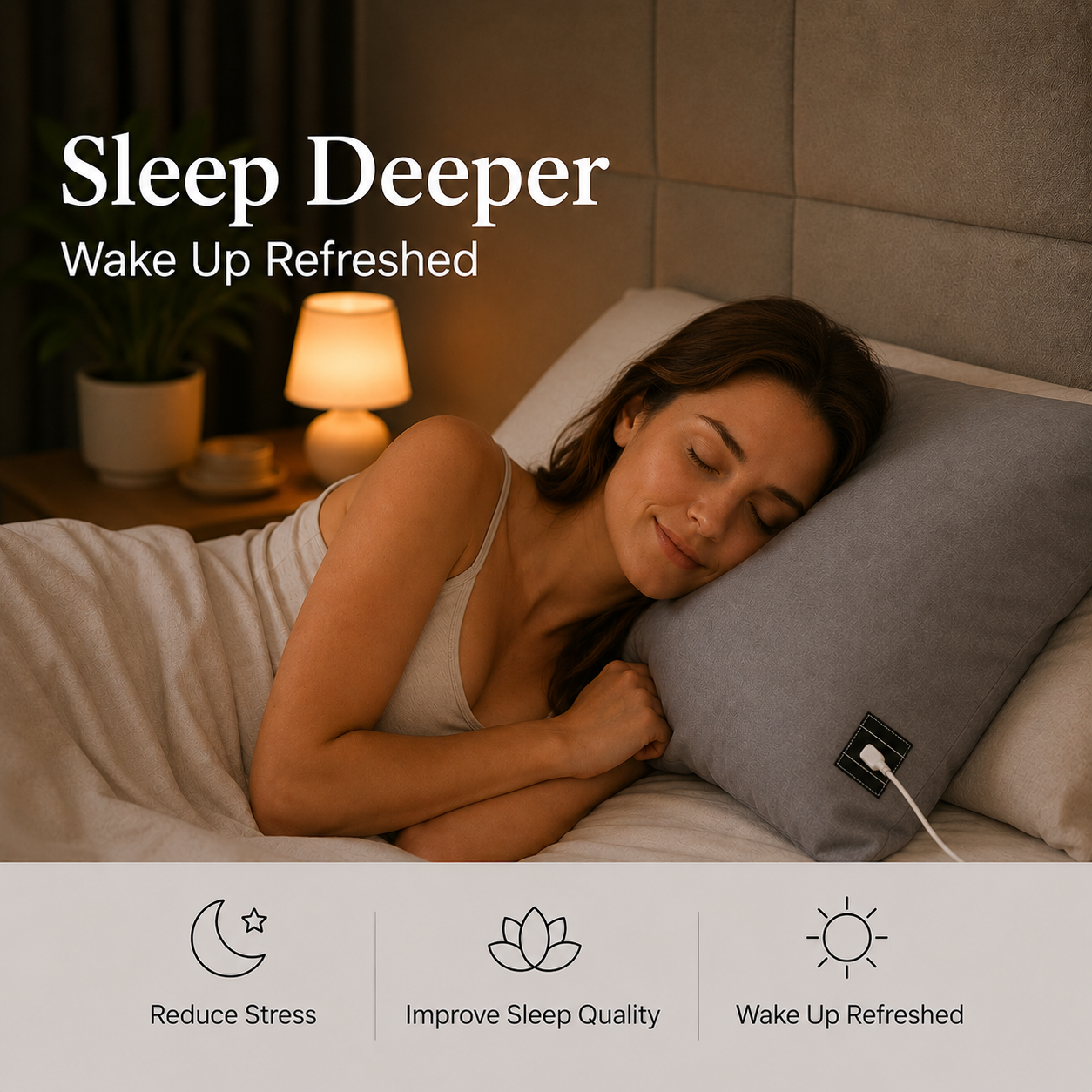 7HealthWell | EarthSc™ Grounding Pillowcase (Gray/White) - For Restful Sleep & Everyday Calm