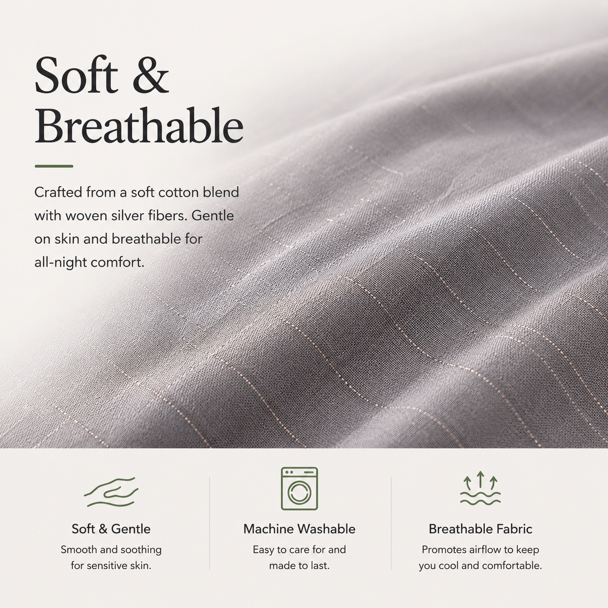 7HealthWell | EarthSc™ Grounding Pillowcase (Gray/White) - For Restful Sleep & Everyday Calm