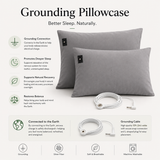 7HealthWell | EarthSc™ Grounding Pillowcase (Gray/White) - For Restful Sleep & Everyday Calm