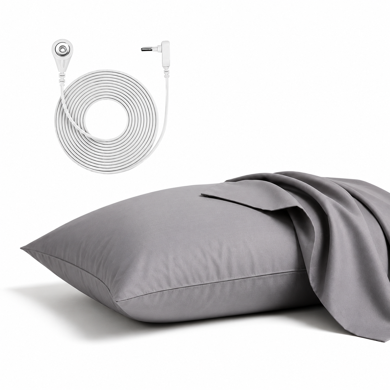7HealthWell | EarthSc™ Grounding Pillowcase (Gray/White) - For Restful Sleep & Everyday Calm