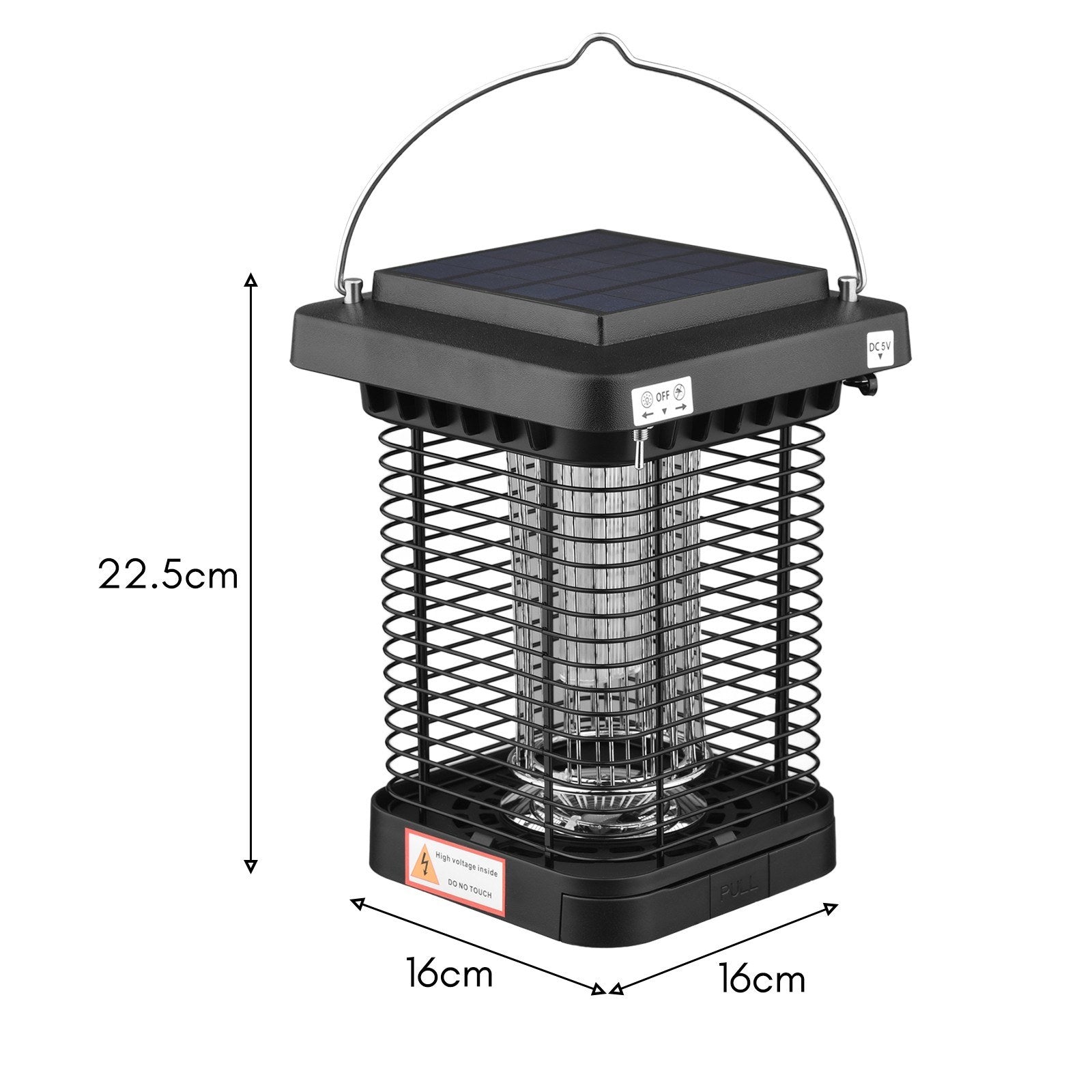 Solarbetriebener Insektenvernichter - Leistungsstarke elektrische Mücken- und Fliegenfalle, IP65 wasserdichte LED