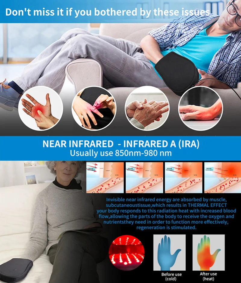 2PCS Red Light Therapy Gloves, 660nm 850nm Infrared Hand Massager with Pulse Mode for Arthritis & Palm Pain Relief
