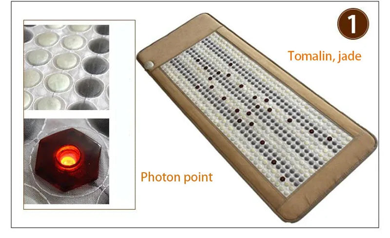 Electric Heated Jade Germanium Stone Mat - Far Infrared Photon Therapy for Pain Relief & Wellness